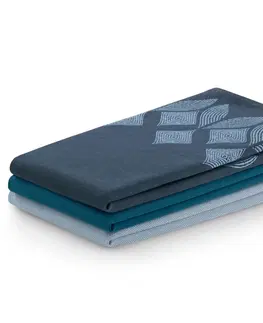 Utěrky AmeliaHome Sada kuchyňských ručníků Letty Stamp - 3 ks modrá, velikost 50x70