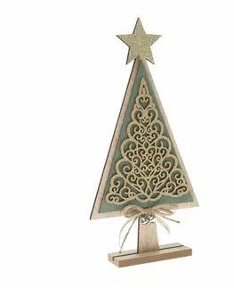Vánoční dekorace Dřevěný vánoční stromek Ornamente zelená, 11 x 23 x 4 cm