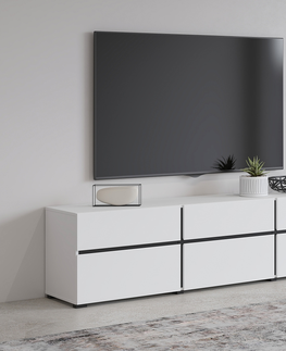 TV stolky Televizní stolek BONIFACIO 3D3S, bílá/černá