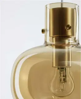 Designová závěsná svítidla NOVA LUCE závěsné svítidlo CINZIA šampaň sklo bílý kabel mosazný zlatý kov E27 1x12W 230V IP20 bez žárovky 9236650