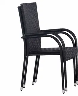 Zahradní křesla a židle Zahradní stohovatelné židle 2 ks polyratan Hnědá
