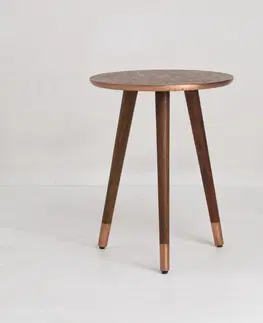 Luxusní a designové příruční stolky Estila Luxusní příruční kulatý stolek Alcasar s ručním orientálním zdobením staroměděná 50 cm