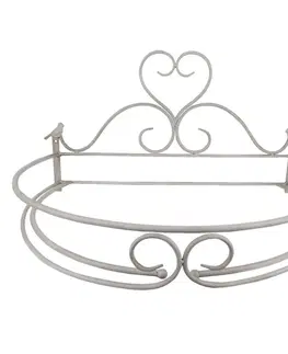 Stoličky Šedý antik kovový baldachýn nad postel se srdíčkem a ptáčky Heart - 66*46*36 cm Clayre & Eef 5Y0992