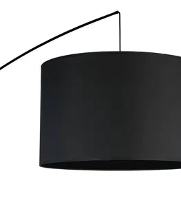 Obloukové lampy Euluna Stojací lampa Moby Black s textilním stínidlem