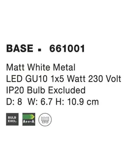 Klasická bodová svítidla NOVA LUCE bodové svítidlo BASE matný bílý kov GU10 1x5W IP20 bez žárovky 661001