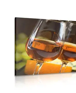 Obrazy jídla a nápoje Obraz růžové víno v pohárech