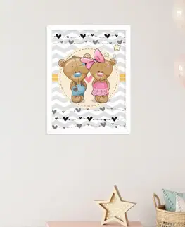 Obrazy do dětského pokoje Obraz se zamilovanými medvídky do pokojíčku
