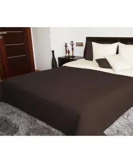 Luxusní oboustranné přehozy na postel Oboustranná přikrývka na manželskou postel hnědé barvy