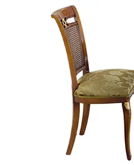 Luxusní jídelní židle Estila Luxusní rustikální jídelní židle Pasiones s ratanovou opěrkou a čalouněnou sedací částí s výzdobou 100cm