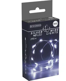 Vánoční dekorace Světelný drát Silver lights 40 LED, studená bílá, 195 cm