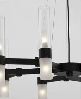Designová závěsná svítidla NOVA LUCE závěsné svítidlo CENTURY matná černá a čiré a matné sklo (2m ocelové lanko) 20xG9 9006052