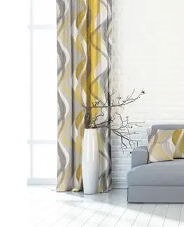 Závěsy Forbyt, Závěs dekorační nebo látka, OXY Vlny, žluté, 150 cm 150 cm