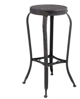 Stoličky Kovová černá barová stolička s patinou - 37*37*72 cm Clayre & Eef 5Y0392
