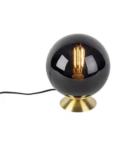 Stolni lampy Art Deco stolní lampa mosaz s černým sklem - Pallon