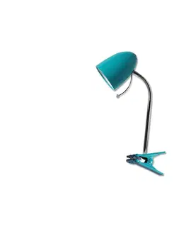 Lampy  B.V.  -  Stolní lampa s klipem 1xE27/11W/230V modrá/chrom 
