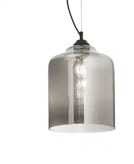 Moderní závěsná svítidla Závěsné svítidlo Ideal Lux Bistro SP1 square fume 112312 šedé 24cm  