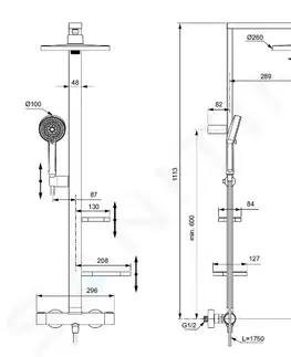 Sprchy a sprchové panely IDEAL STANDARD ALU+ Sprchový set s termostatem, průměr 26 cm, 2 proudy, hedvábná černá BD583XG