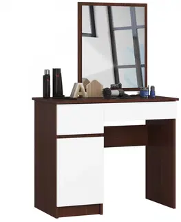 Toaletní stolky Ak furniture Kosmetický stolek se zrcadlem P-2/SL wenge / bílý levý