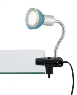 LED stolní lampy BRILONER Flexibilní svítidlo se svorkou 34 cm 1xGU10 3W 250lm titan-modrá BRI 2989-010P