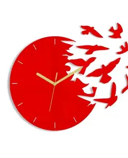 Nalepovací hodiny ModernClock 3D nalepovací hodiny Swallows červené