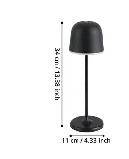 Venkovní osvětlení terasy EGLO LED stolní lampa Mannera s baterií, černá