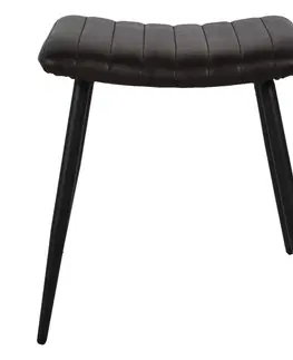 Stoličky Černá stolička s koženým sedákem - 43*38*47 cm Clayre & Eef 60959