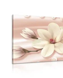 Obrazy květů Obraz luxusní magnolie s perlami