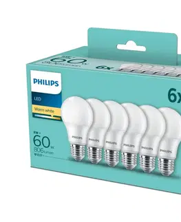 LED osvětlení Philips SADA 6x LED Žárovka Philips E27/8W/230V 2700K 