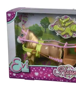 Hračky panenky SIMBA - Panenka Evička kočár s koněm