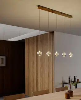 Závěsná světla Lucande LED závěsné světlo Hayley, 5zdrojové podélné zlaté