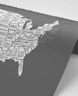 Tapety mapy Tapeta naučná mapa USA v černobílém