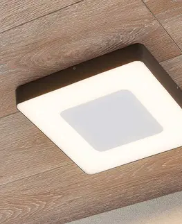 Venkovní stropní osvětlení Lucande LED venkovní stropní svítidlo Sora hranaté, snímač
