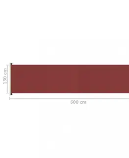 Markýzy Zatahovací boční markýza 140x600 cm Dekorhome Červená