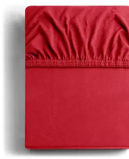 Prostěradla Bavlněné jersey prostěradlo s gumou DecoKing Nephrite červené, velikost 100-120x200+30