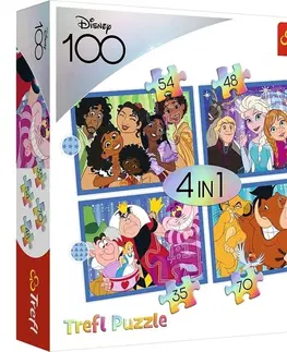 Hračky puzzle TREFL - Puzzle 4v1 - Šťastný svět Disney / Disney 100
