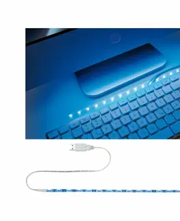 LED pásky na USB Paulmann USB LED-pásek modrá 30cm bílá kov plast P 70456