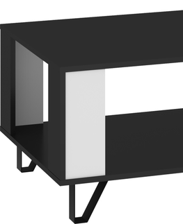 Konferenční stolky Konferenční stolek PRUDHOE, černá/bílý lesk, 5 let záruka