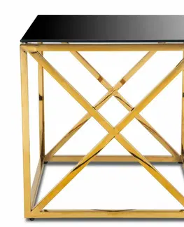 Stolky do obývacího pokoje DekorStyle Odkládací stolek Nelja 55 cm černý/zlatý