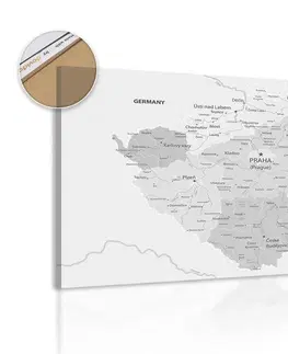 Obrazy na korku Obraz na korku elegantní šedá mapa Česka