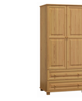 Šatní skříně Skříň šatní 2D BHAGIRA 4, šíře 90 cm, masiv borovice, moření: olše