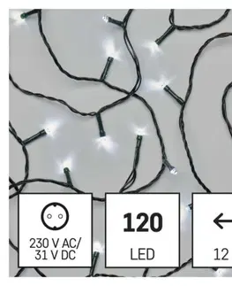 Vánoční řetězy a lamety EMOS LED vánoční řetěz Steny s časovačem 12 m studená bílá