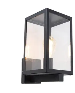 Venkovni nastenne svetlo Chytré venkovní nástěnné svítidlo černé se sklem včetně Wifi ST64 - Rotterdam
