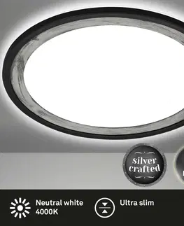 LED stropní svítidla BRILONER Ultraplochý LED panel s přímým a nepřímým osvětlením, pr.29,3 cm, LED, 18 W, 2400 lm, černá-stříbrná BRILO 7454-414