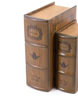 Různé luxusní dekorace a doplňky Estila Designový set kožených knih Victor Hugo v hnědém koloniálním stylu s dekorativním motivem 27cm