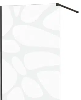 Sprchové zástěny MEXEN/S KIOTO Sprchová zástěna WALK-IN 70x200 cm 8 mm, černá, bílý vzor 800-070-101-70-97