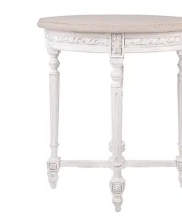 Konferenční stolky Bílý antik odkládací oválný stolek s patinou Vioné - 65*45*75 cm Clayre & Eef 5H0601