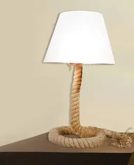 Stolní lampy Näve Rope - textilní stolní lampa se základnou z lana