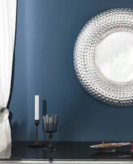 Luxusní a designová zrcadla Estila Orientální kruhové závěsné zrcadlo Solei s hrubým stříbrným rámem 60cm