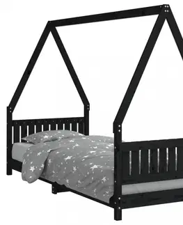 Dětské pokoje Dětská postel černá 80 x 200 cm masivní borové dřevo