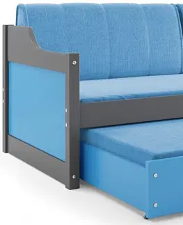 Postele BMS Dětská postel s přistýlkou DAWID | šedá 80 x 190 cm Barva: Modrá